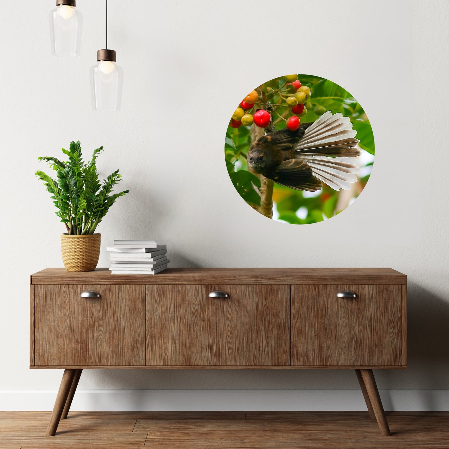 Piwakawaka in Puriri decal - reusable
