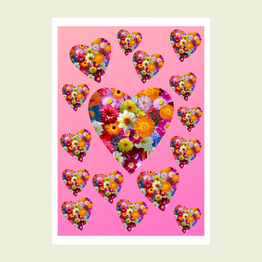 Folded greeting card - Floral Hearts