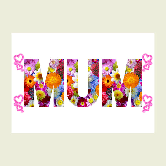 Folded greeting card - Floral 'Mum'