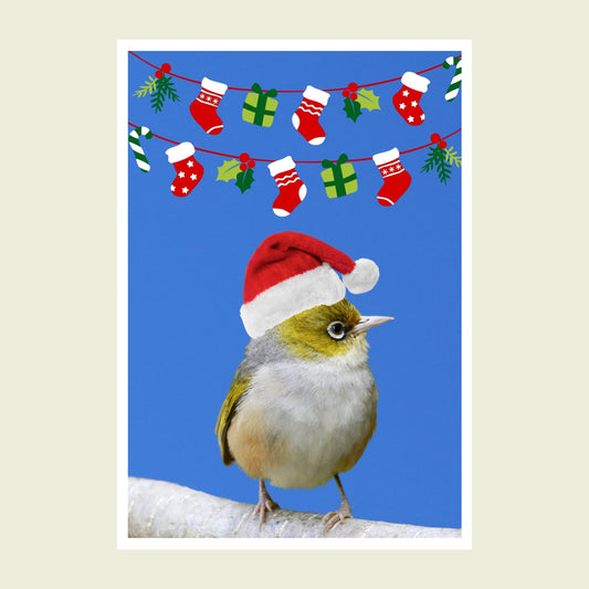 Folded Christmas card - Tauhou Santa Hat